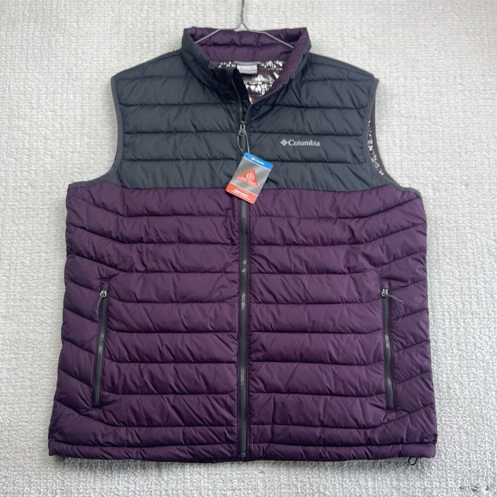 Columbia Men's Powder Lite Omni-Heat Thermal Puffer Puffy Vest Purple Size 2XL